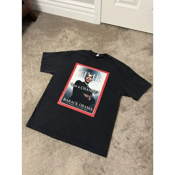 Vintage Mens Tshitr Barack Obama T-Shirt President 2008 Election Adult Tan Sz XL - Picture 2 of 6